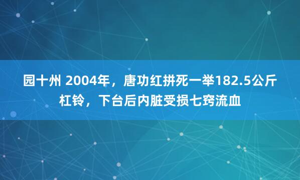 园十州 2004年，唐功红拼死一举182.5公斤杠铃，下台后内脏受损七窍流血